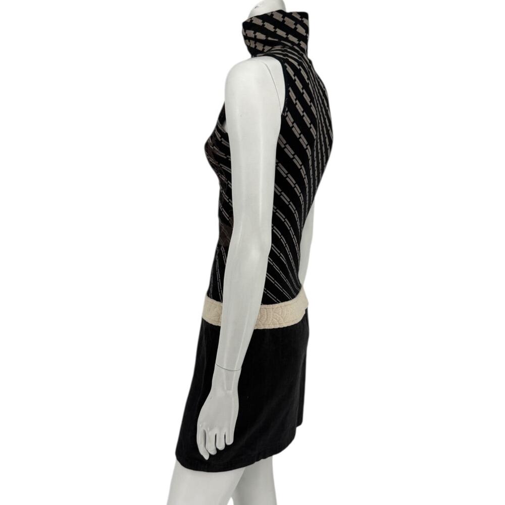 Custo Barcelona Sleeveless High-Neck Mixed-Media Mini Dress – Size 2 - Picture 7 of 16